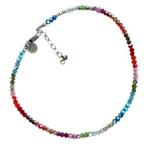 Emily Ray Anklet Bracelet Rainbow colorful crystal beads Sterling Silver 925